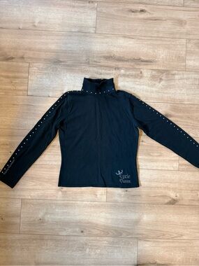 Black Studded Turtleneck Top